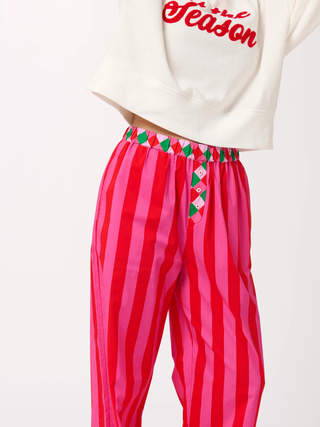 Joy Festive Stripe Boxer Pant - Red | Shiraleah
