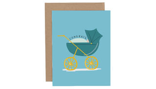 Blue Baby Carriage Greeting Card