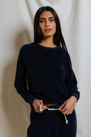 Saylor Loop Terry Sweatshirt - Navy // Perfect White Tee
