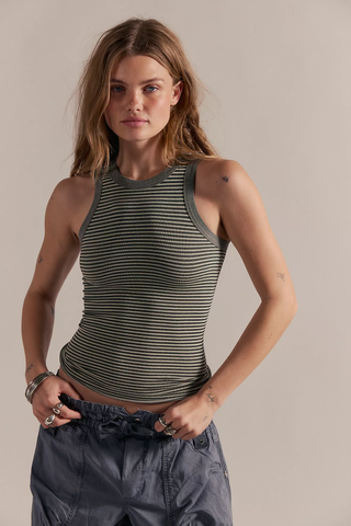 So Soft Seamless Modal Stripe Tank - Black and White // Free People