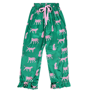 Savannah Satin Pajama Set – Emerald & Pink