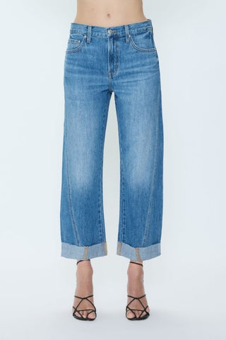 Kacey Mid Rise Cuffed Straight Jean - Laguna // Pistola