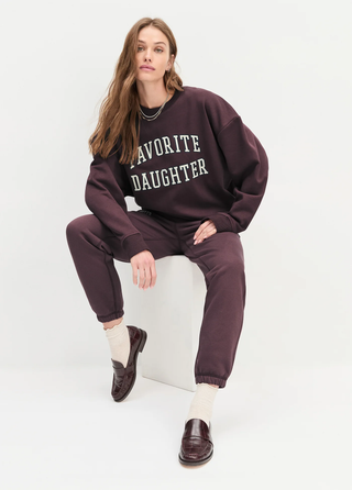 The Collegiate Sweatshirt - Burgundy & Gardenia  | Favorite Daughter