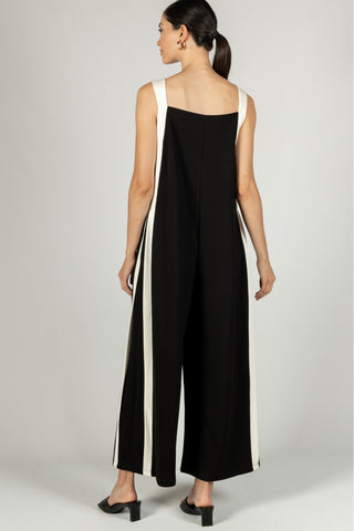 Sloane Contrast Stripe Jumpsuit - Black & Ivory