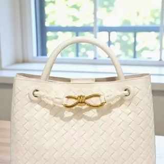 Katy Cream Woven Leather Bag