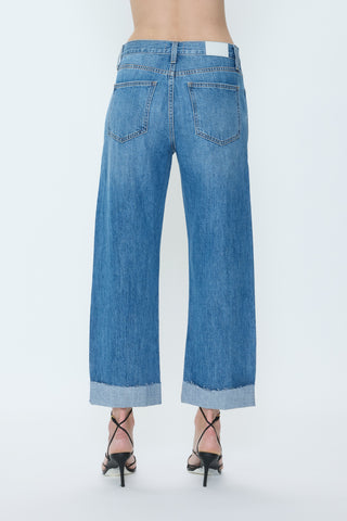 Kacey Mid Rise Cuffed Straight Jean - Laguna // Pistola
