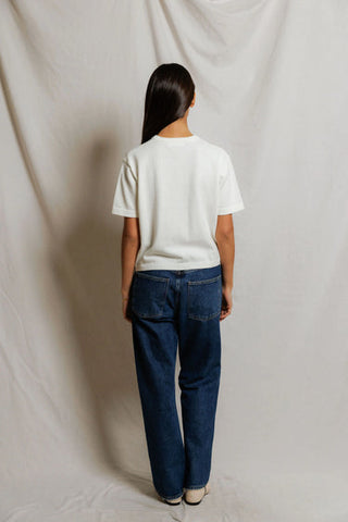 Maude Cotton Short Sleeve Crew Cardigan - White // Perfect White Tee