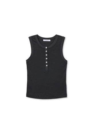 Loretta Luxe Rib Henley Tank - True Black // Perfect White Tee