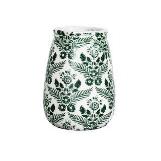 Floral Pattern Terracotta Vase - Green