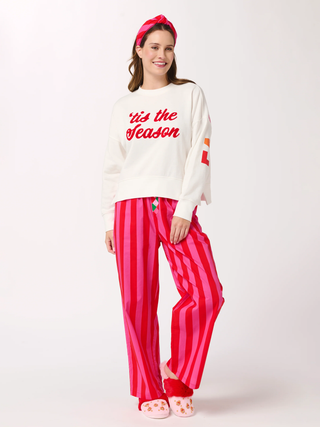 Joy Festive Stripe Boxer Pant - Red | Shiraleah
