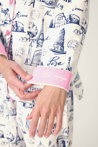 Bon Voyage 3-Piece Flannel PJ Set - White Cloud