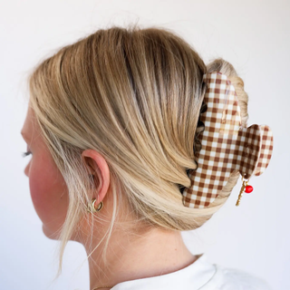 Brown Gingham Tomato Charm Oversized Claw // Kaxi