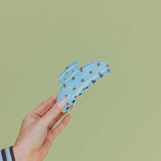 Brown & Blue Polka Dot Oversized Claw // Kaxi