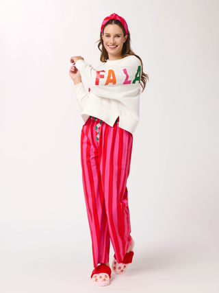 Joy Festive Stripe Boxer Pant - Red | Shiraleah