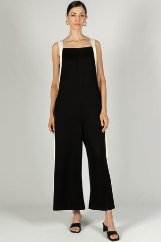 Sloane Contrast Stripe Jumpsuit - Black & Ivory