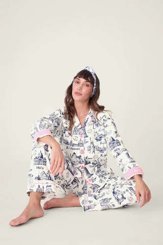 Bon Voyage 3-Piece Flannel PJ Set - White Cloud