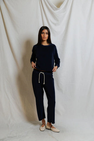 Saylor Loop Terry Sweatshirt - Navy // Perfect White Tee