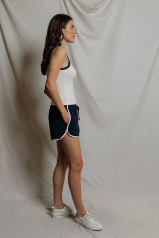 Leo Pureform Sporty Short - Navy/Bright Ivory // Perfect White Tee