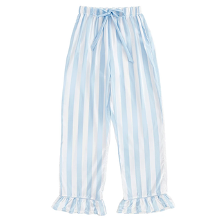 Bluebell Stripe Ruffle Pajama Set - Blue & White