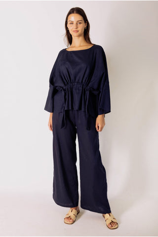 Marina Linen Pant - Navy