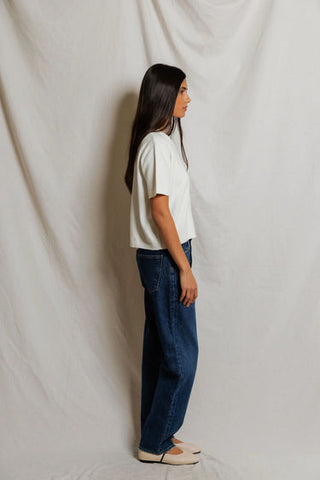 Maude Cotton Short Sleeve Crew Cardigan - White // Perfect White Tee