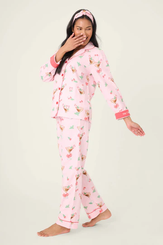 Tini Time Drink Print 3-Piece Flannel PJ Set - Ballet Pink
