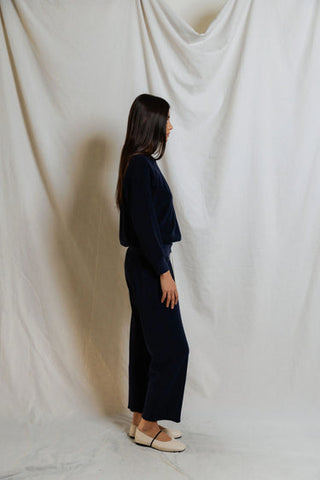 Saylor Loop Terry Sweatshirt - Navy // Perfect White Tee