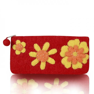Three Flowers Pencil case - Red