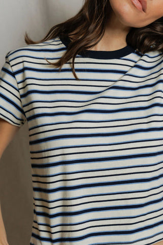 Dawn Cotton Jersey Stripe Tee - Navy/Pacific Stripe // Perfect White Tee