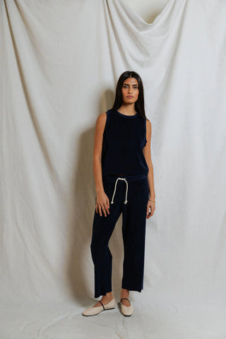 Eliana Loop Terry Pant - Navy // Perfect White tee