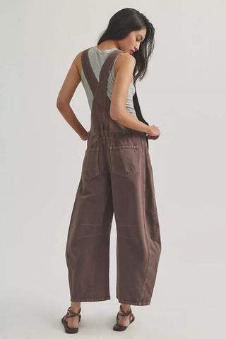 Good Luck Barrel Overalls - Chocolate Mousse // Free People