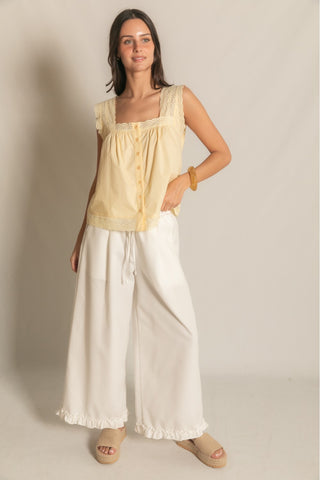 Camille Eyelet Blouse - Butter Yellow