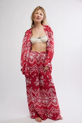 Free People Dreamy Days Pajama Set - Cherry Combo