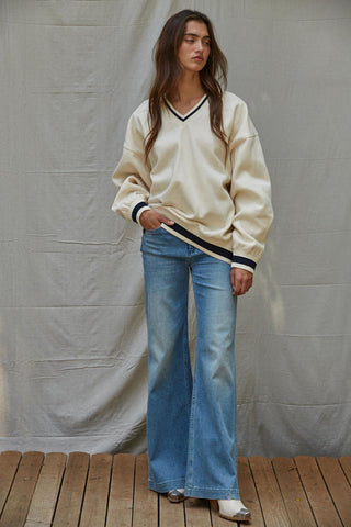Stripe Hype Oversized Pullover - Cream