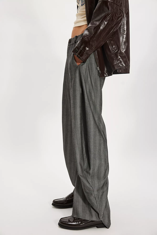 Spotlight Barrel Pinstripe Trousers - Grey Combo // Free People