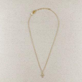 18k Gold Filled Bezel Cross Cz Necklace