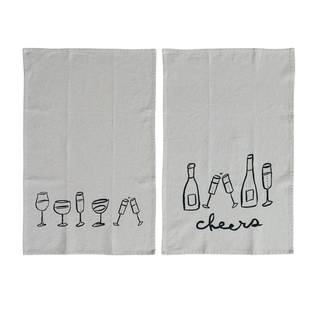 Linen Wine Art Printed Tea Towels