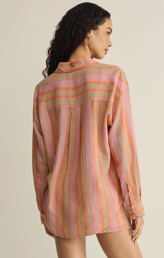 The Perfect Striped Linen Button Up - Tiger Lily // Z Supply