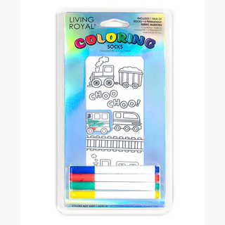 Trains on the Tracks Coloring Socks