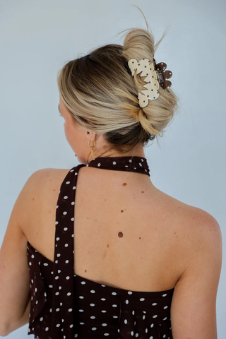 KAXI Midi Brown and Cream Petal Arch Claw