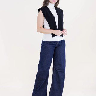 Blair Solid Preppy Mock Sweater Wrap - Black