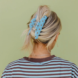 Brown & Blue Polka Dot Oversized Claw // Kaxi
