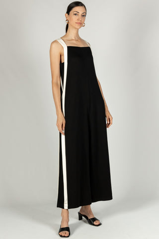 Sloane Contrast Stripe Jumpsuit - Black & Ivory