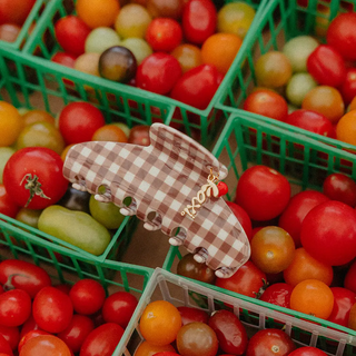 Brown Gingham Tomato Charm Midi Claw // Kaxi