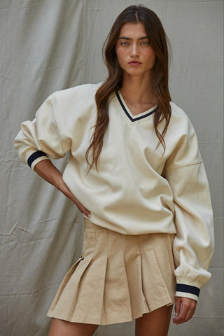 Stripe Hype Oversized Pullover - Cream
