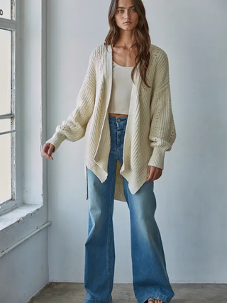 Maggie Open Front Cardigan – Natural