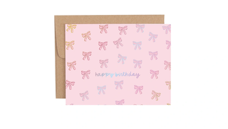 Happy Birthday Pink Coquette Bows Greeting Card