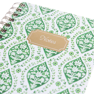Green Block Print 6 x 8 Spiral Hard Cover Journal