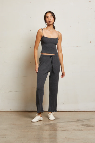 Remi Sweater Ribbed Drawstring Pants - Charcoal | Perfect White Tee