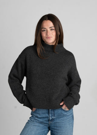Mackenzie Mockneck - Charcoal | Archer Cashmere
